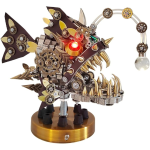 3D Steampunk Lantern Fish Mechanical Model with Lights