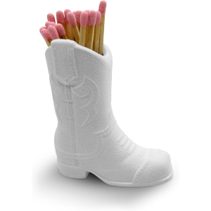 Ceramic Cowboy Boot Match Holder with Built-in Striker